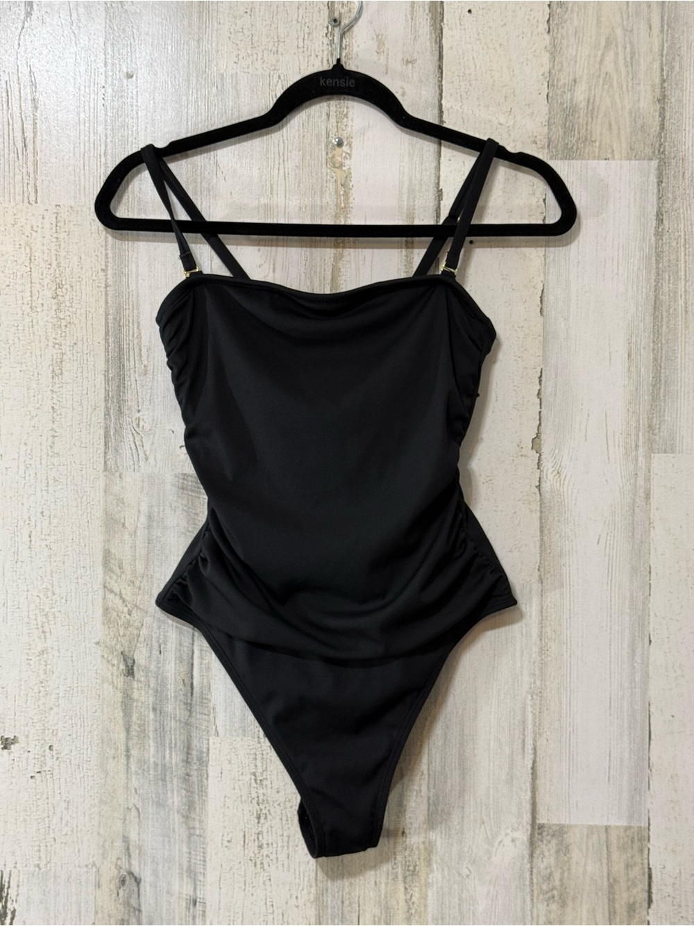 Shade & Shore Black One-Piece Swimsuit Built In Support Adjustable Straps